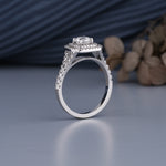 Load image into Gallery viewer, 18K White Gold Round Cut Split Shank Halo Diamond Engagement Ring
