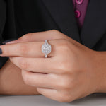 Load image into Gallery viewer, 10K White Gold Round Cut Split Shank Halo Diamond Engagement Ring
