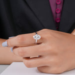 Load image into Gallery viewer, 14K White Gold Hidden Halo Oval And Round Cut Diamond Engagement Ring
