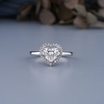 Load image into Gallery viewer, 10K White Gold Heart Shaped Halo Diamond Solitaire Engagement Ring
