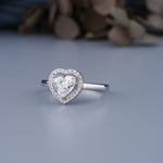 Load image into Gallery viewer, 14K White Gold Heart Shaped Halo Diamond Solitaire Engagement Ring
