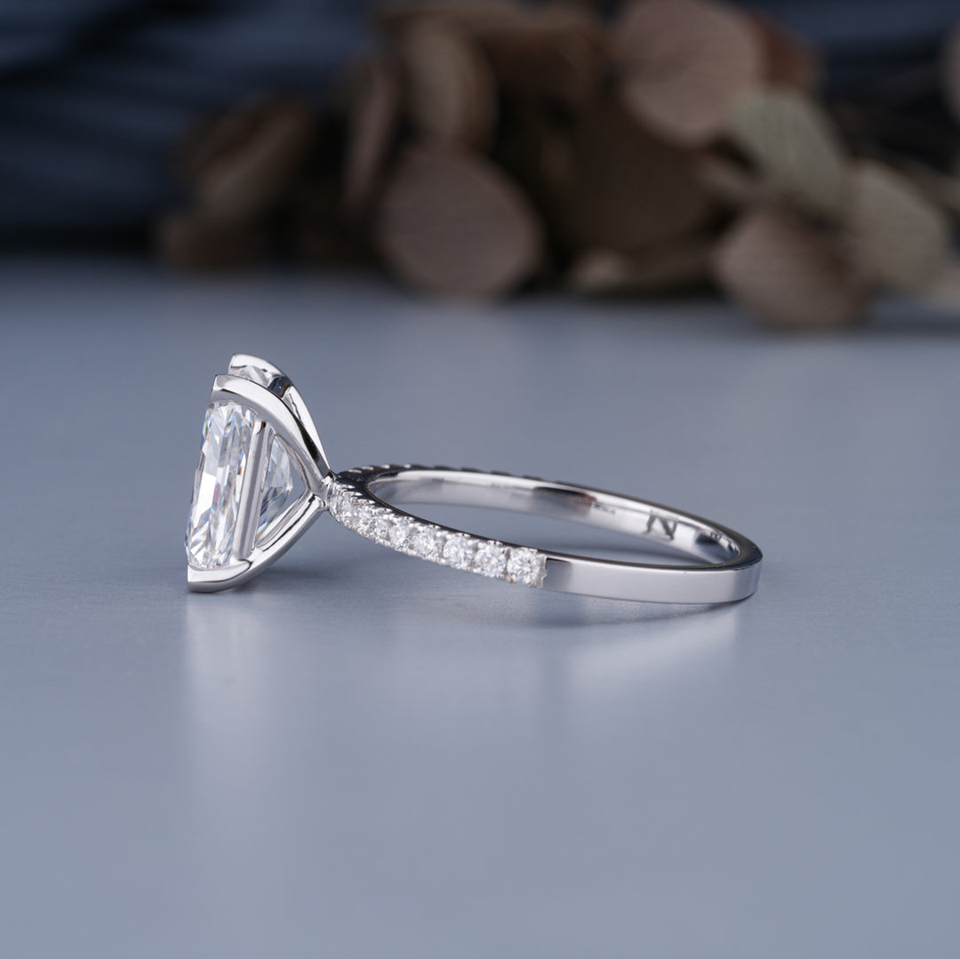 10K White Gold Radiant Cut Diamond Solitaire Engagement Ring