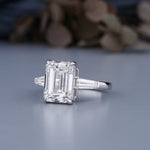 Load image into Gallery viewer, 14K White Gold Three Stone Emerald Shaped Diamond Engagement Ring
