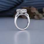 Load image into Gallery viewer, 14K White Gold Three Stone Emerald Shaped Diamond Engagement Ring
