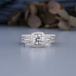 Load image into Gallery viewer, 18K White Gold Round Diamond Engagement With Wedding Matching Band Set Ring
