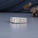 Load image into Gallery viewer, 18K White Gold Round Cut Diamond Milgrain Engagement Ring
