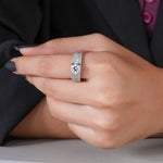 Load image into Gallery viewer, 18K White Gold Round Cut Diamond Milgrain Engagement Ring
