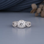 Load image into Gallery viewer, 18K White Gold Round Cut Heirloom Milgrain Diamond Engagement Ring
