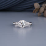 Load image into Gallery viewer, 10K White Gold Round Shaped Milgrain Halo Diamond Engagement Ring
