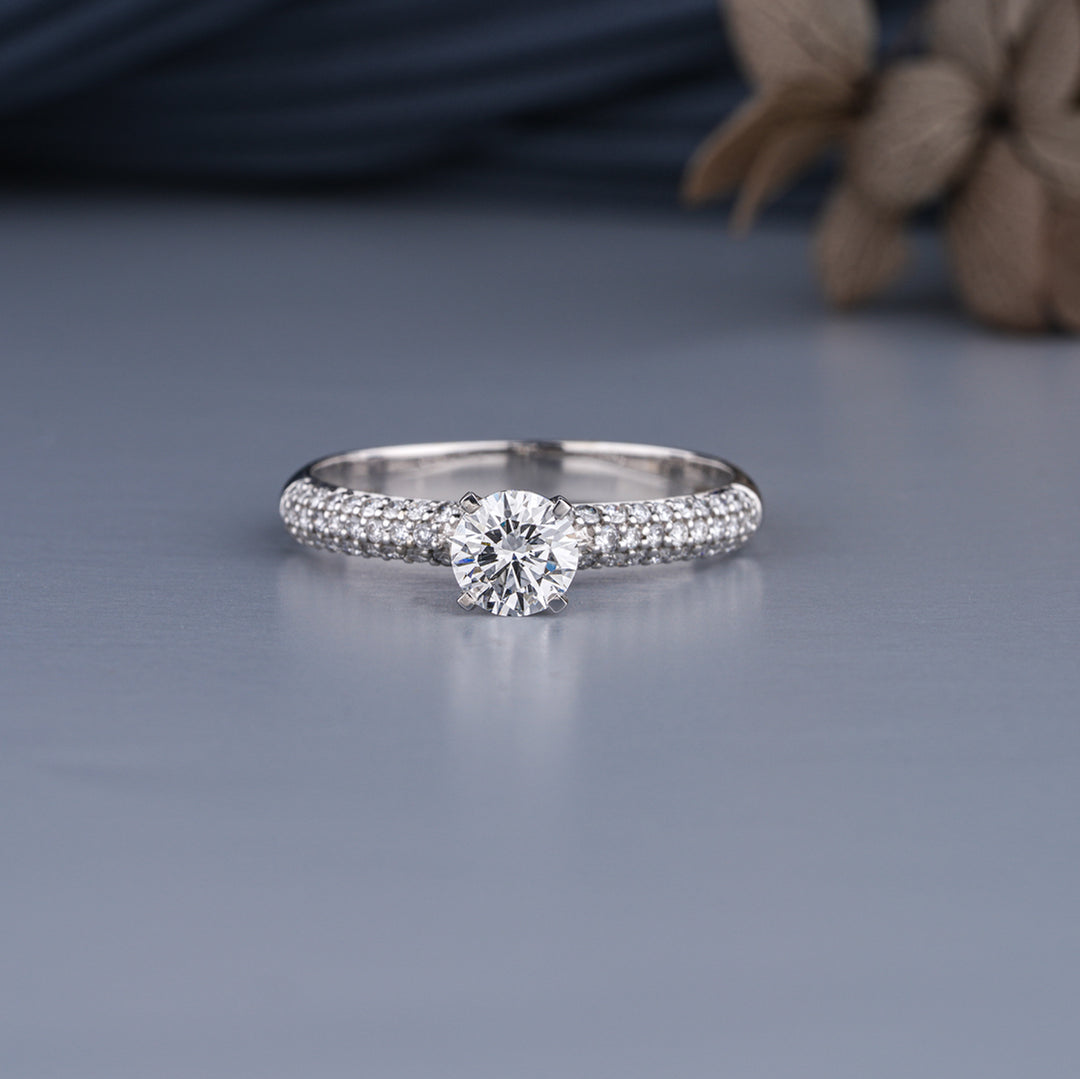 10K White Gold Round Brilliant Diamond Engagement Ring