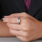 Load image into Gallery viewer, 18K White Gold Princess Cut Perfect Halo Diamond Ring
