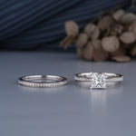 Load image into Gallery viewer, 10K White Gold Princess Cut Diamond Engagement With Wedding Matching Band Set Ring
