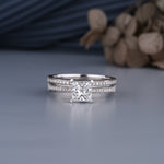 Load image into Gallery viewer, 18K White Gold Princess Cut Diamond Engagement With Wedding Matching Band Set Ring
