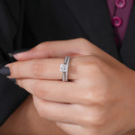 Load image into Gallery viewer, 10K White Gold Princess Cut Diamond Engagement With Wedding Matching Band Set Ring
