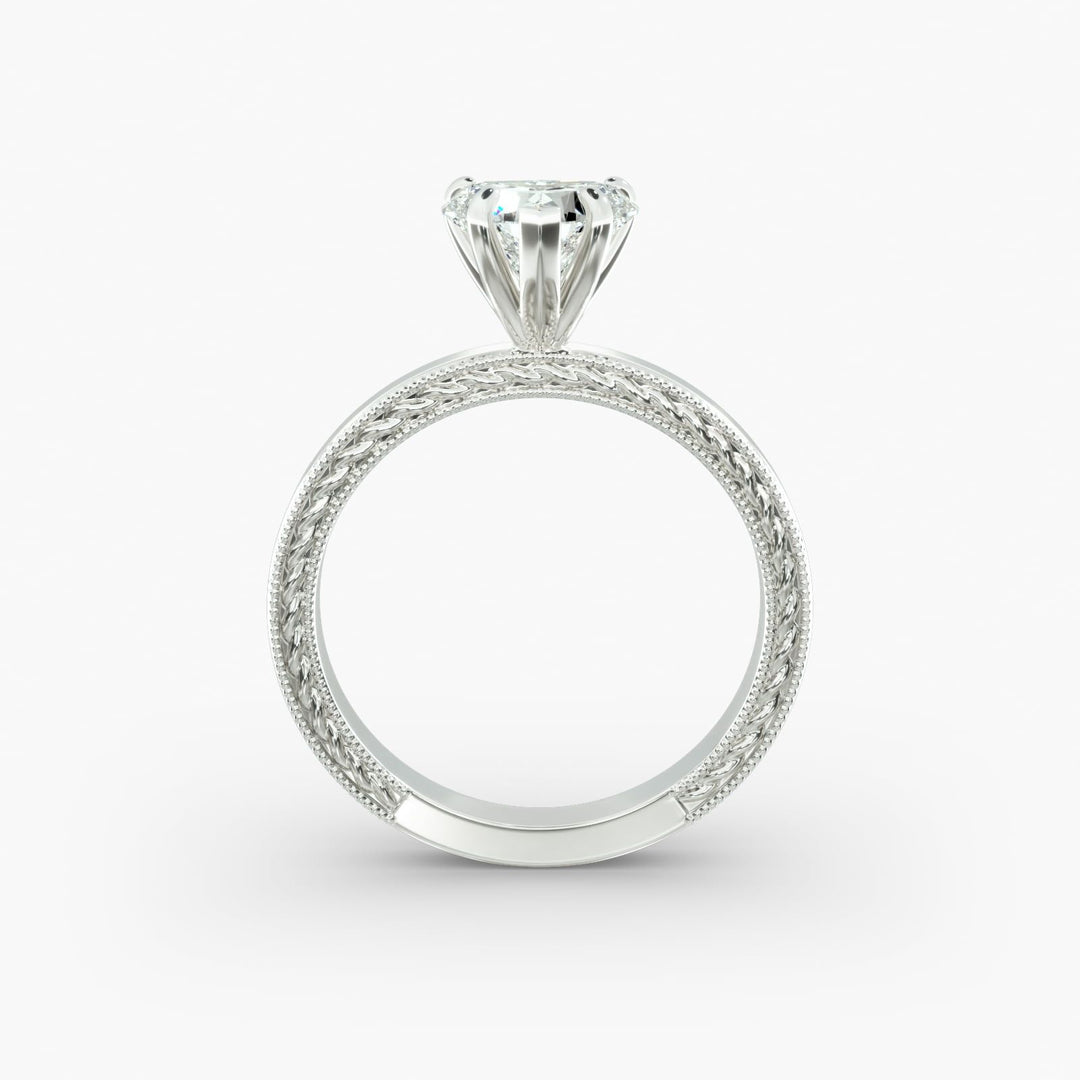Heart Lab-Grown Diamond Ring – Rope Band with Milgrain | IGI Certified | 10K/14K/18K Gold