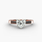 Load image into Gallery viewer, Heart Lab-Grown Diamond Solitaire Ring – 5-Prong Bold Band | IGI Certified | 10K/14K/18K Gold
