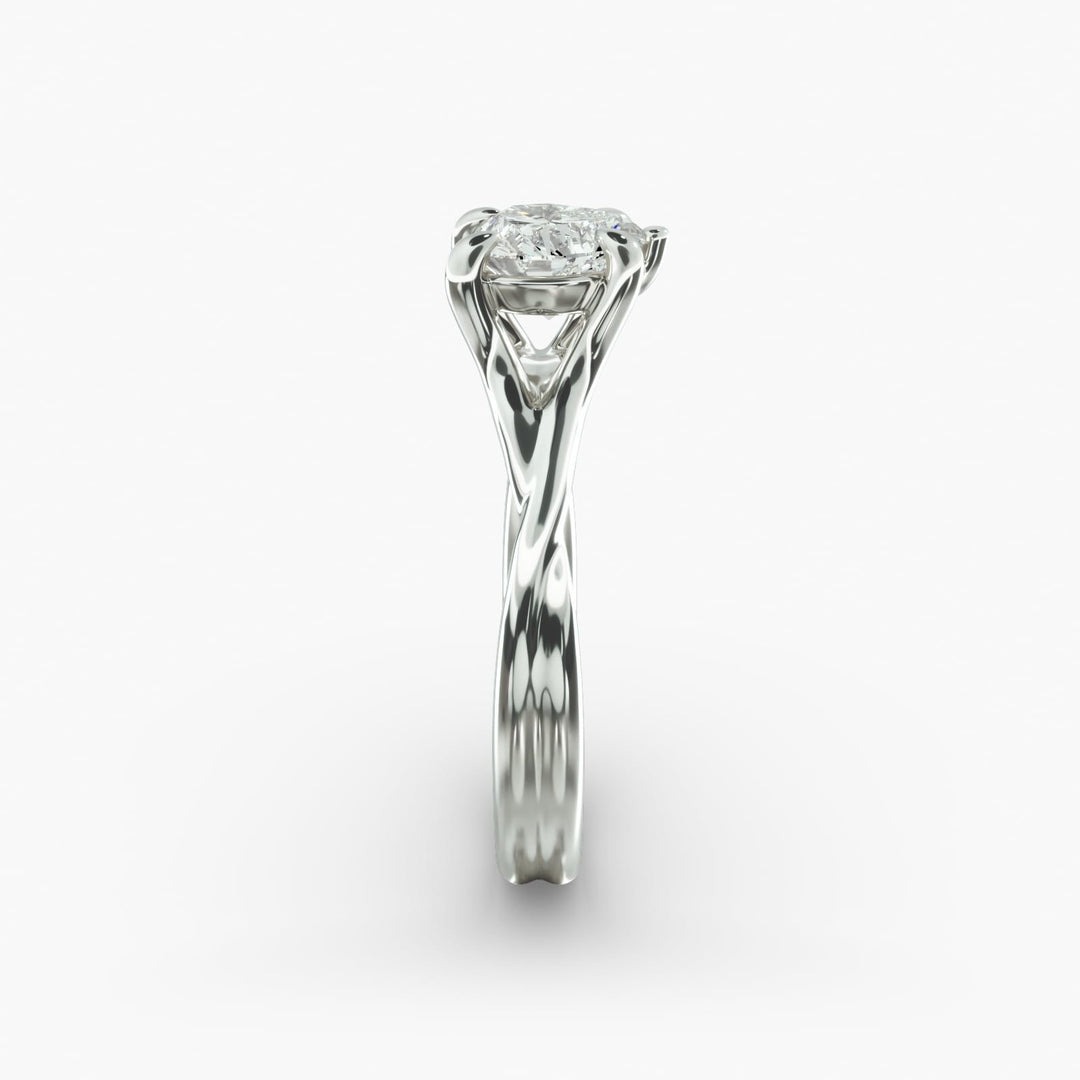 Heart Lab-Grown Diamond Ring – Twisted Band Design | IGI Certified | 10K/14K/18K Gold
