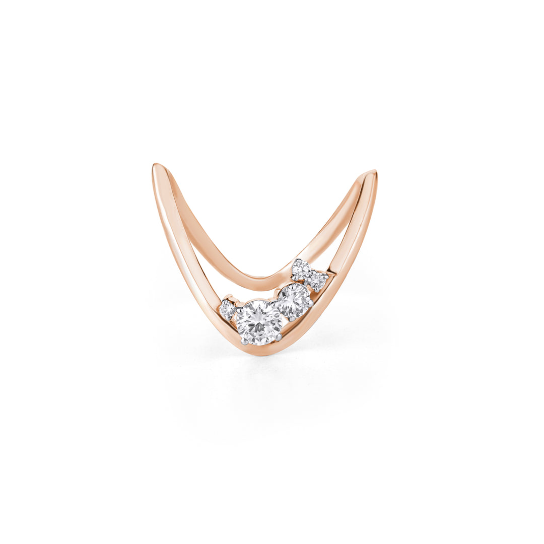 10K Gold Round Cut V Shaped Diamond Ring