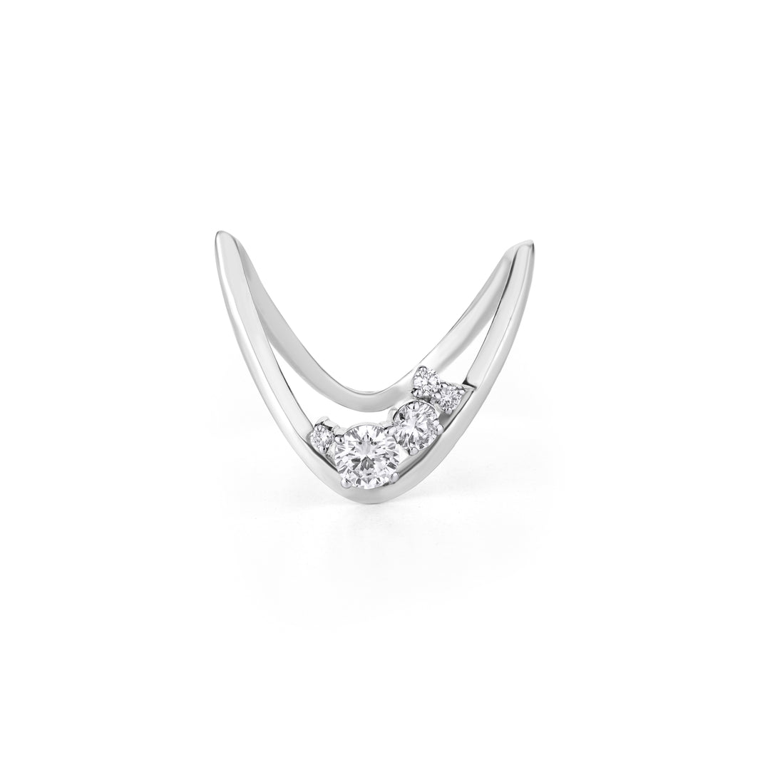10K Gold Round Cut V Shaped Diamond Ring