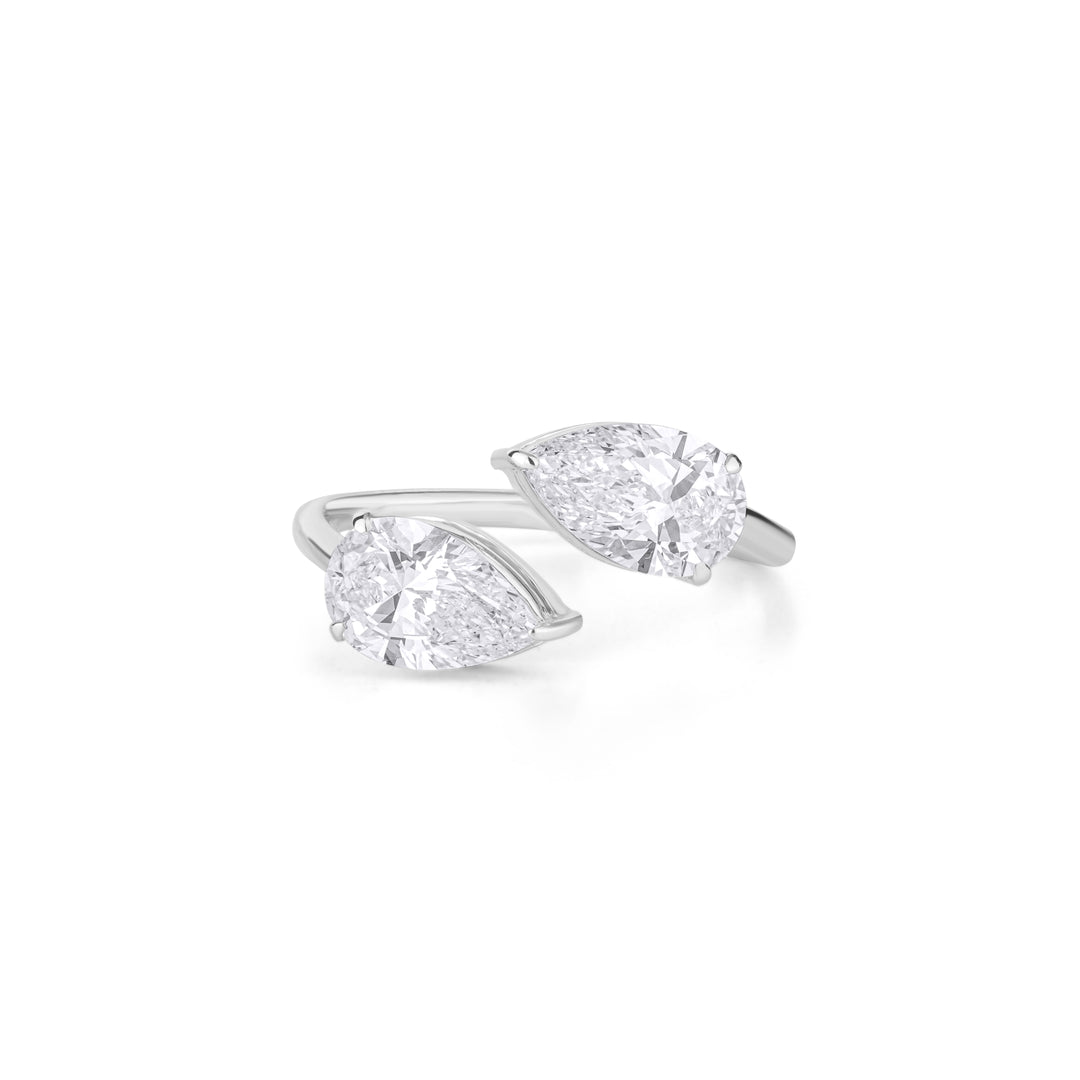 18K Gold Pear Cut Diamond Toi Et Moi Engagement Ring