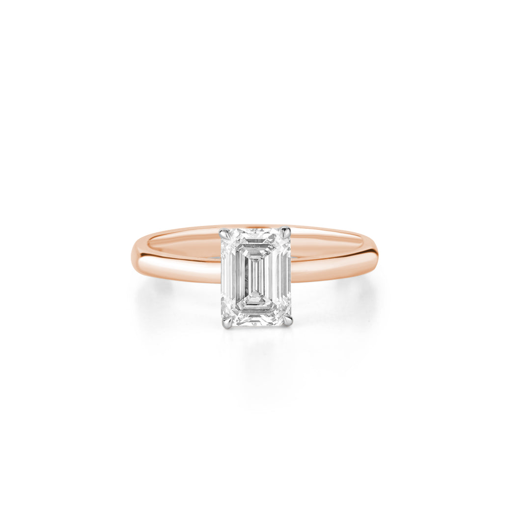 14K Gold Emerald Cut Lab Grown Diamond Solitaire Engagement Ring