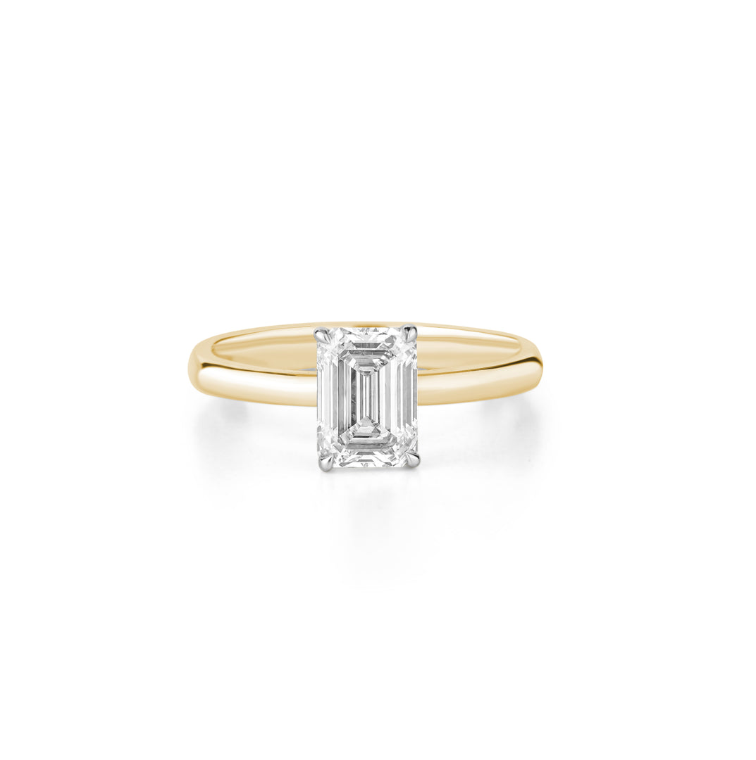 14K Gold Emerald Cut Lab Grown Diamond Solitaire Engagement Ring