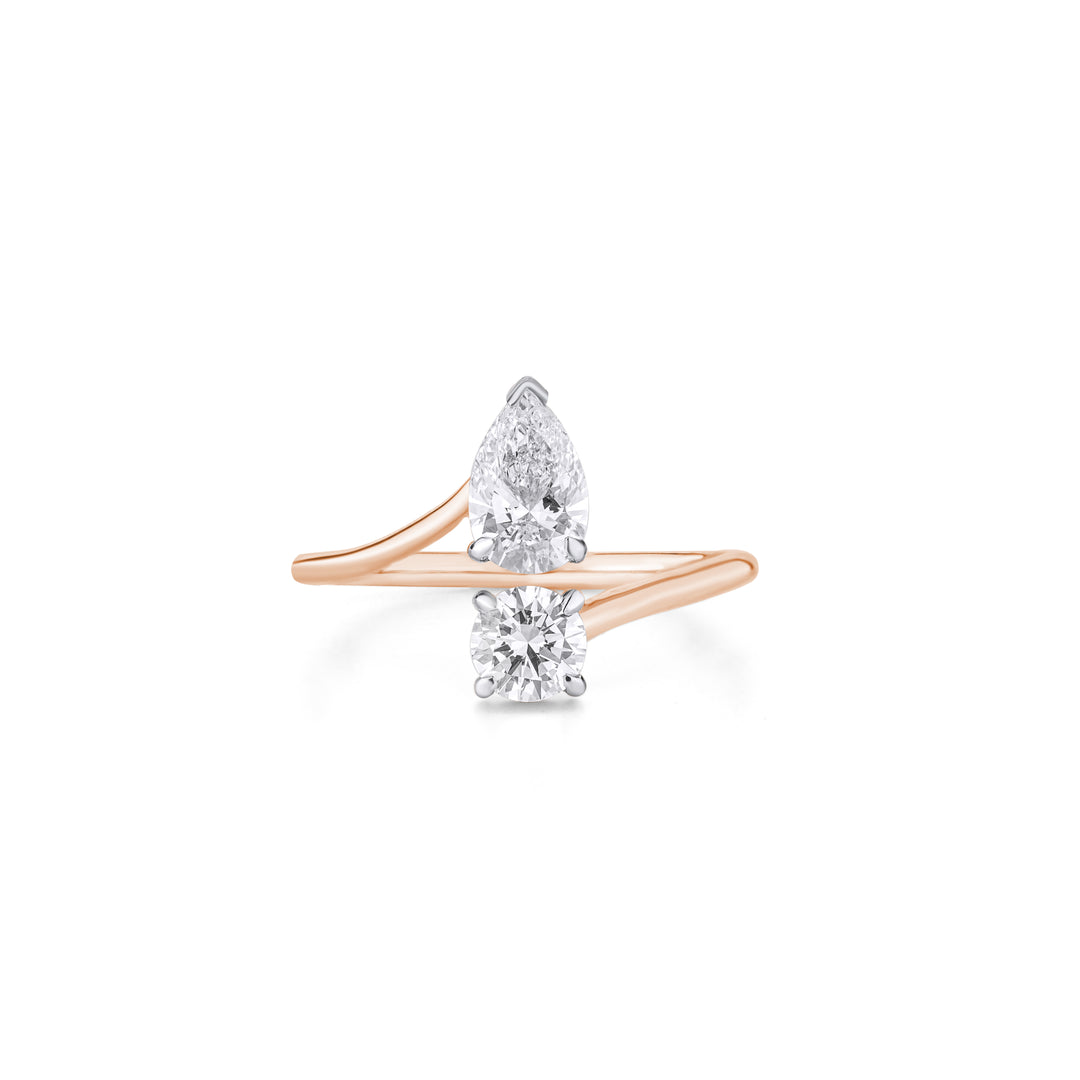 10K Gold Pear And Round Toi Et Moi Lab Grown Diamond Ring