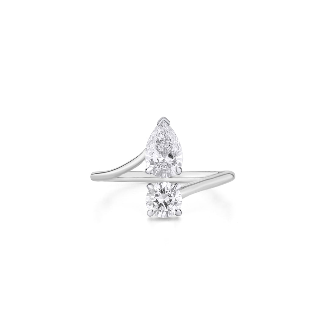 10K Gold Pear And Round Toi Et Moi Lab Grown Diamond Ring