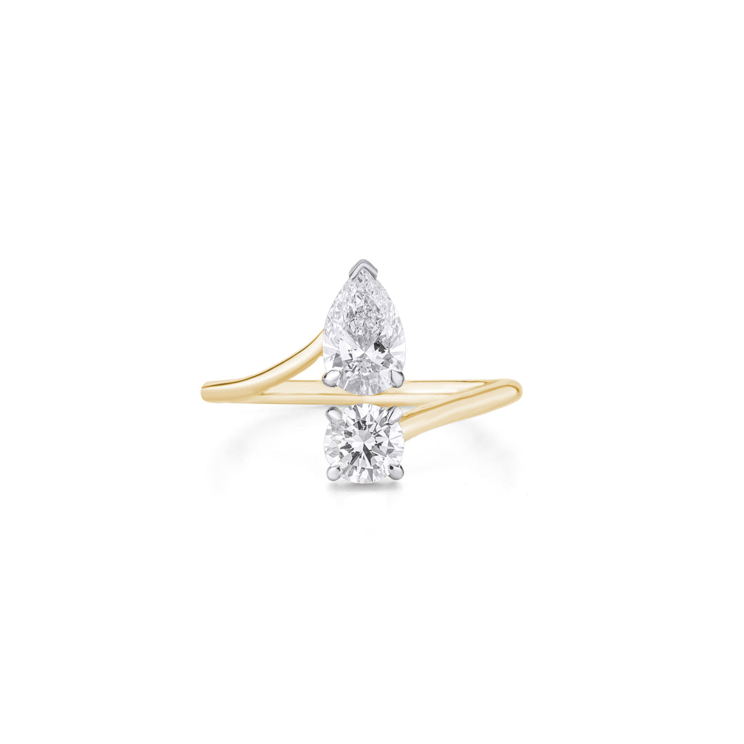 1.25 CTW Toi Et Moi Round And Pear Lab-Grown Diamond Ring in 14K Yellow Gold – IGI Certified