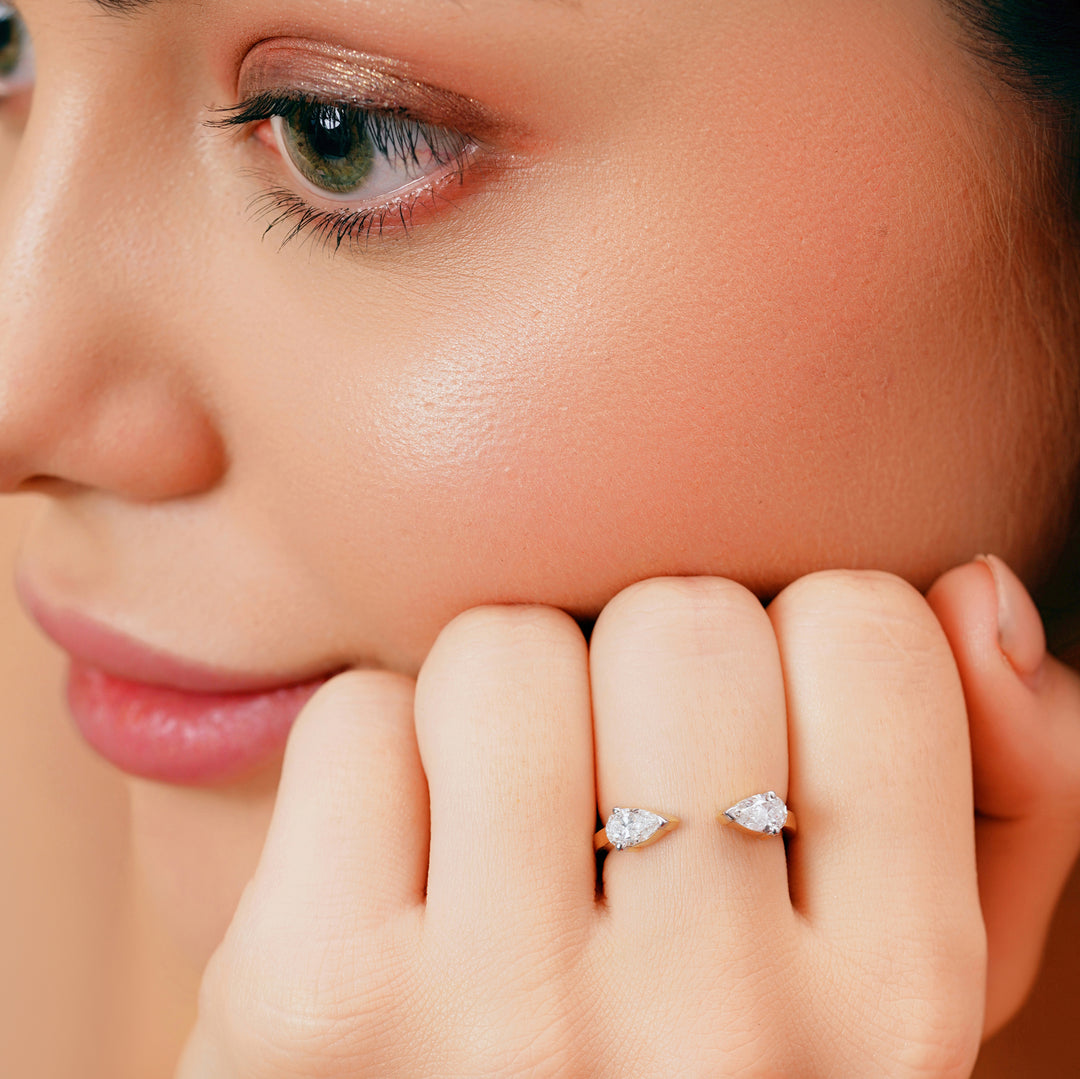 0.81 CTW Toi Et Moi Pear Lab-Grown Diamond Ring in 14K Yellow Gold – IGI Certified