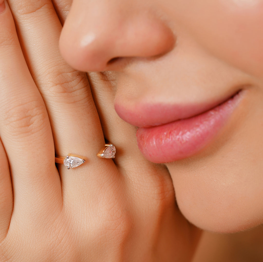 0.81 CTW Toi Et Moi Pear Lab-Grown Diamond Ring in 14K Yellow Gold – IGI Certified