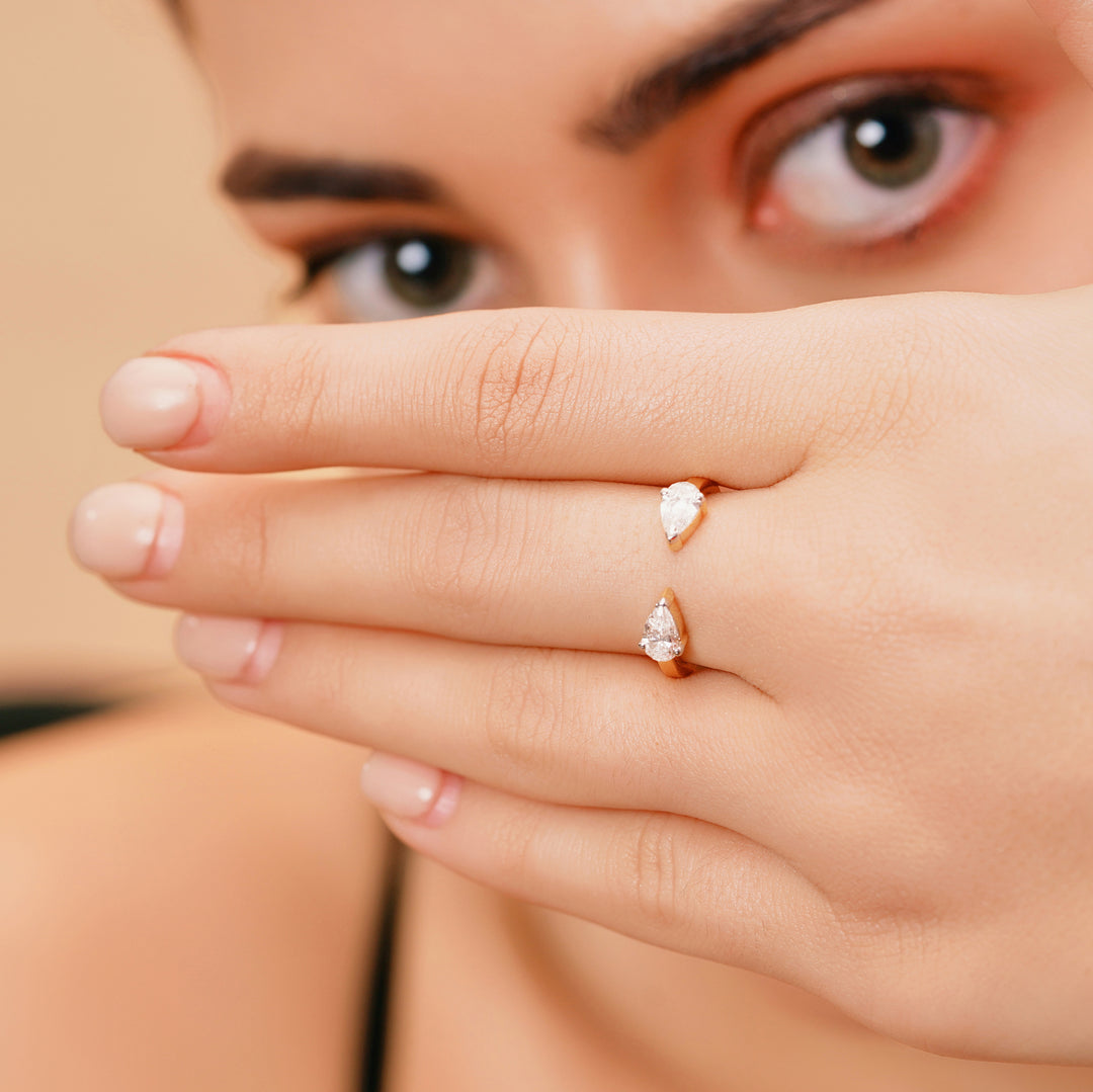 0.81 CTW Toi Et Moi Pear Lab-Grown Diamond Ring in 14K Yellow Gold – IGI Certified