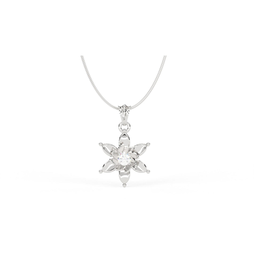 0.24 CT Lab-Grown Diamond Rose & Star Pendant Necklace | Solid Gold | Elegant Design