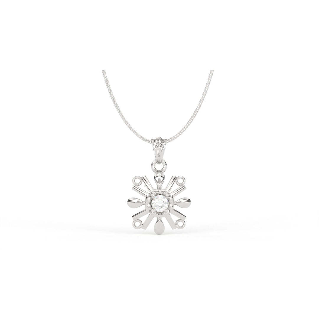 0.22 CT Round Lab-Grown Diamond Floral Pendant Necklace | Solid Gold | Delicate Petal Design