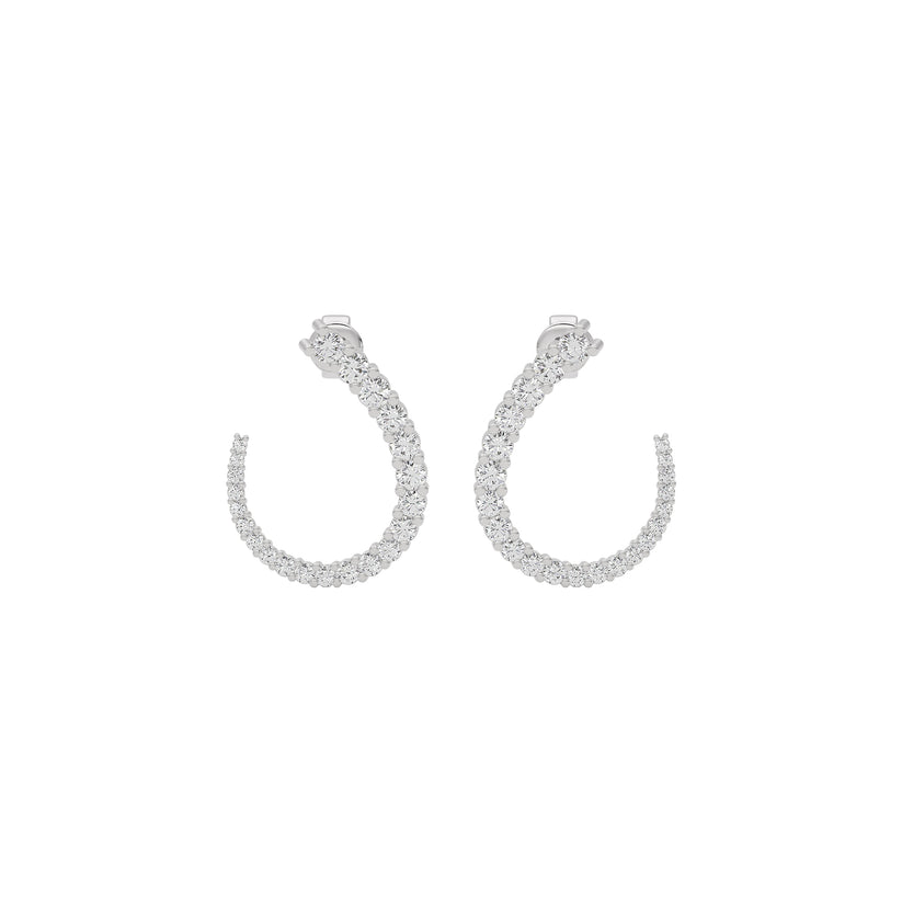 Round Lab-Grown Diamond Curved Earrings 2.23 CTW – 44 Stones | 10K, 14K, 18K White, Yellow & Rose Gold | IGI Certified