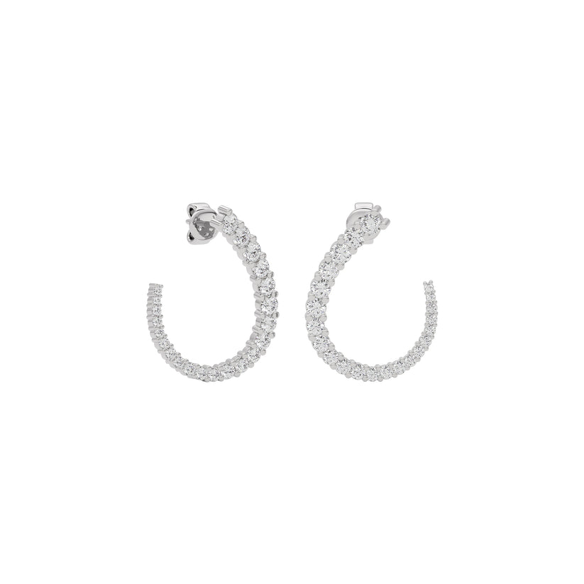 Round Lab-Grown Diamond Curved Earrings 2.23 CTW – 44 Stones | 10K, 14K, 18K White, Yellow & Rose Gold | IGI Certified