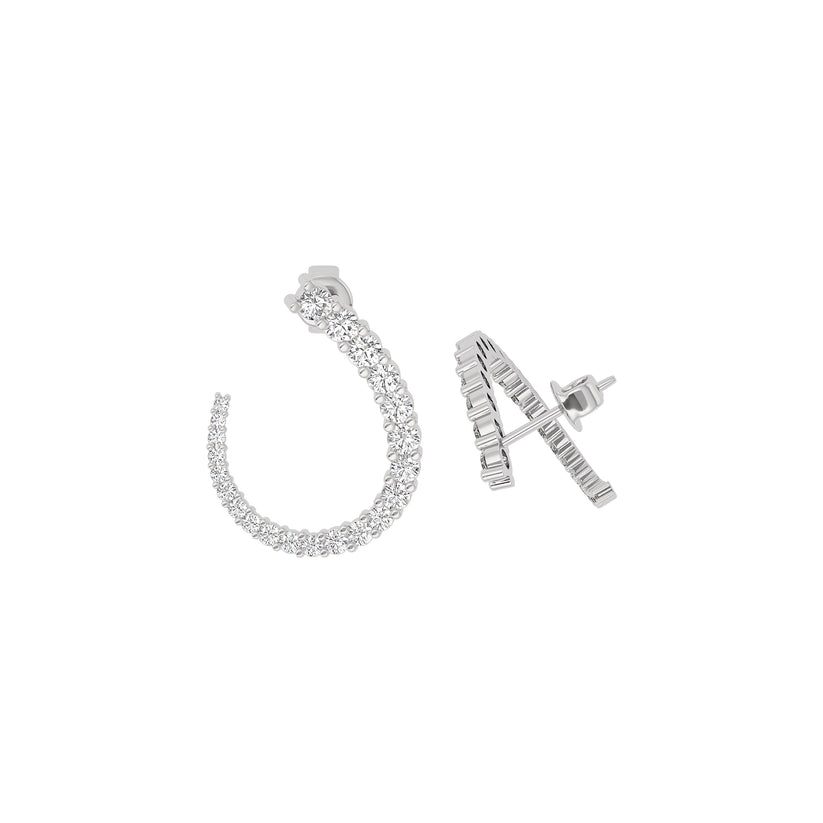 Round Lab-Grown Diamond Curved Earrings 2.23 CTW – 44 Stones | 10K, 14K, 18K White, Yellow & Rose Gold | IGI Certified