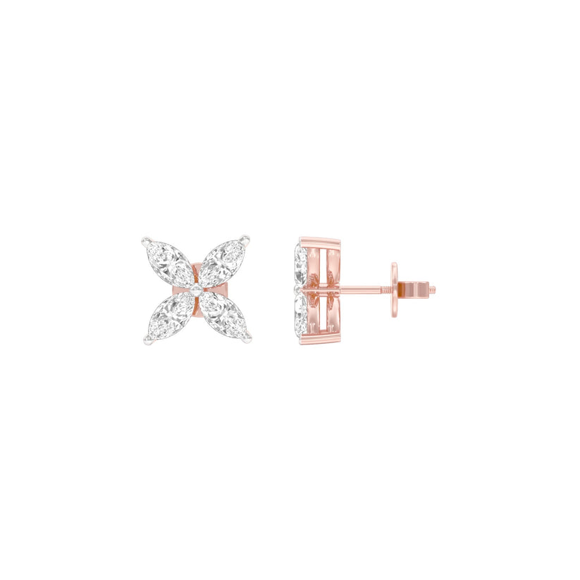 Marquise Lab-Grown Diamond Earrings 0.88 CTW – 8 Stones | Screw Back | 10K, 14K, 18K White, Yellow & Rose Gold | IGI Certified