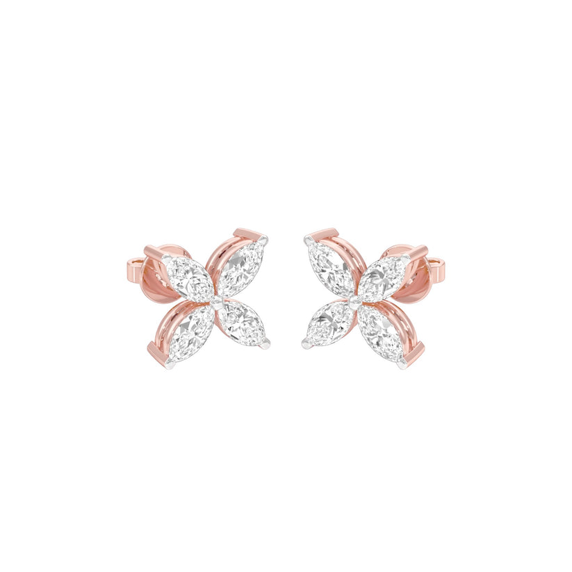 Marquise Lab-Grown Diamond Earrings 0.88 CTW – 8 Stones | Screw Back | 10K, 14K, 18K White, Yellow & Rose Gold | IGI Certified