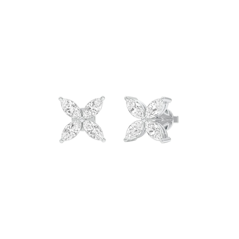 Marquise Lab-Grown Diamond Earrings 0.88 CTW – 8 Stones | Screw Back | 10K, 14K, 18K White, Yellow & Rose Gold | IGI Certified
