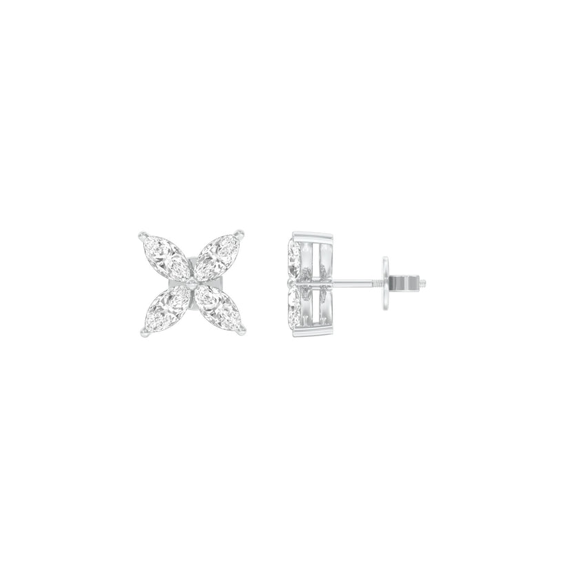 Marquise Lab-Grown Diamond Earrings 0.88 CTW – 8 Stones | Screw Back | 10K, 14K, 18K White, Yellow & Rose Gold | IGI Certified