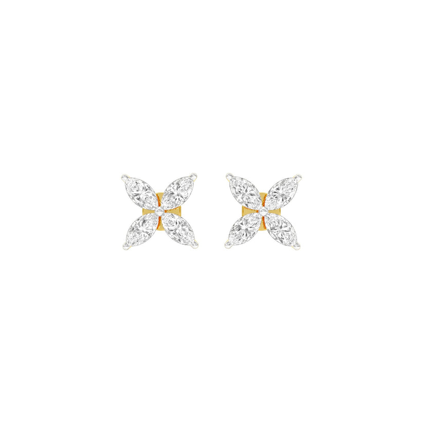 Marquise Lab-Grown Diamond Earrings 0.88 CTW – 8 Stones | Screw Back | 10K, 14K, 18K White, Yellow & Rose Gold | IGI Certified