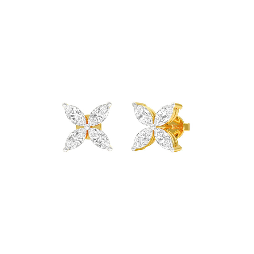 Marquise Lab-Grown Diamond Earrings 0.88 CTW – 8 Stones | Screw Back | 10K, 14K, 18K White, Yellow & Rose Gold | IGI Certified