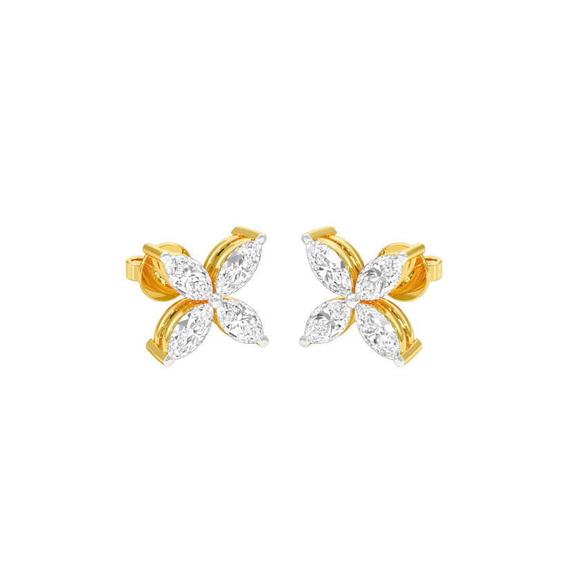 Marquise Lab-Grown Diamond Earrings 0.88 CTW – 8 Stones | Screw Back | 10K, 14K, 18K White, Yellow & Rose Gold | IGI Certified