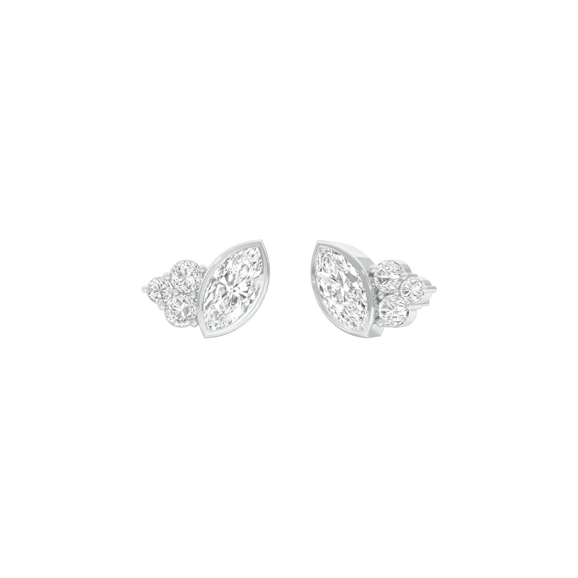 Marquise & Round Lab-Grown Diamond Cluster Earrings 0.45 CTW – 8 Stones | 10K, 14K, 18K White, Yellow & Rose Gold | IGI Certified