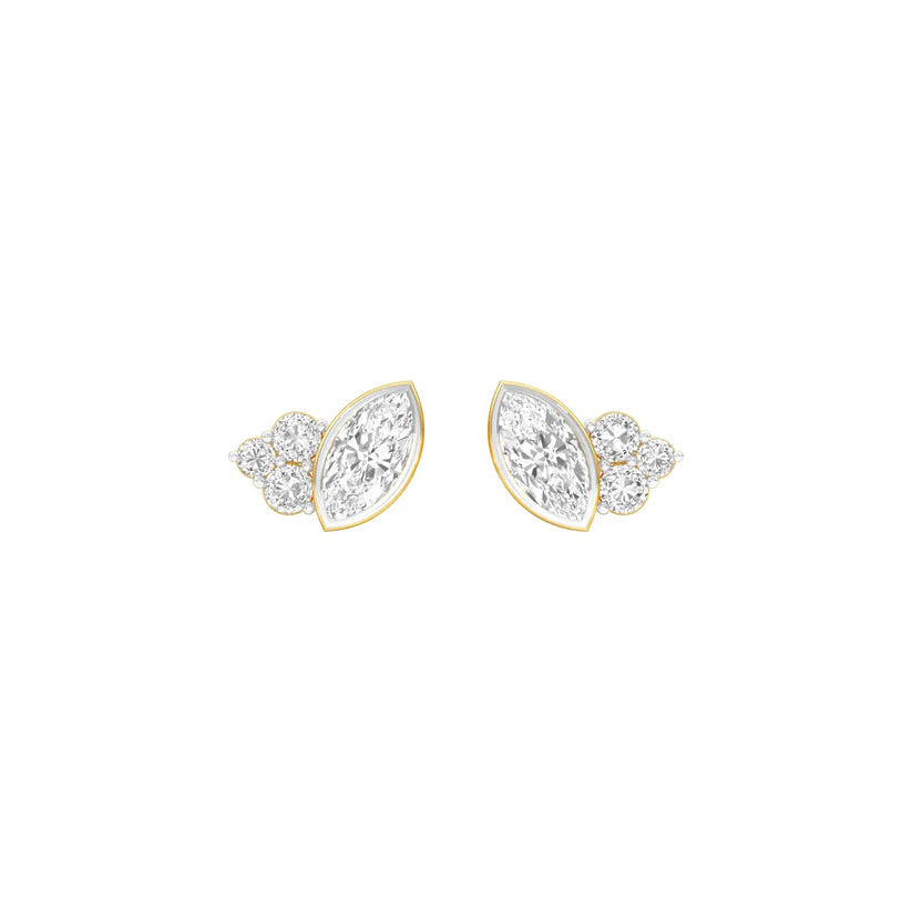 Marquise & Round Lab-Grown Diamond Cluster Earrings 0.45 CTW – 8 Stones | 10K, 14K, 18K White, Yellow & Rose Gold | IGI Certified