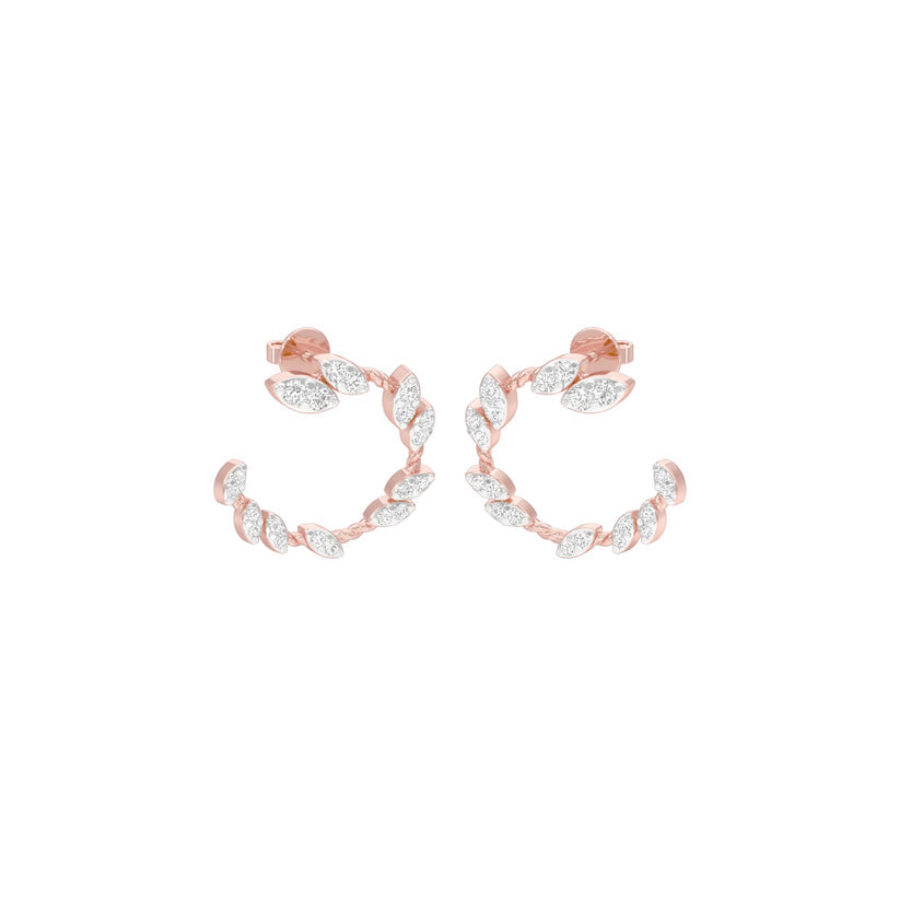 Round Lab-Grown Diamond Half-Round Circle Earrings 0.73 CTW – 40 Stones | 10K, 14K, 18K White, Yellow & Rose Gold | IGI Certified