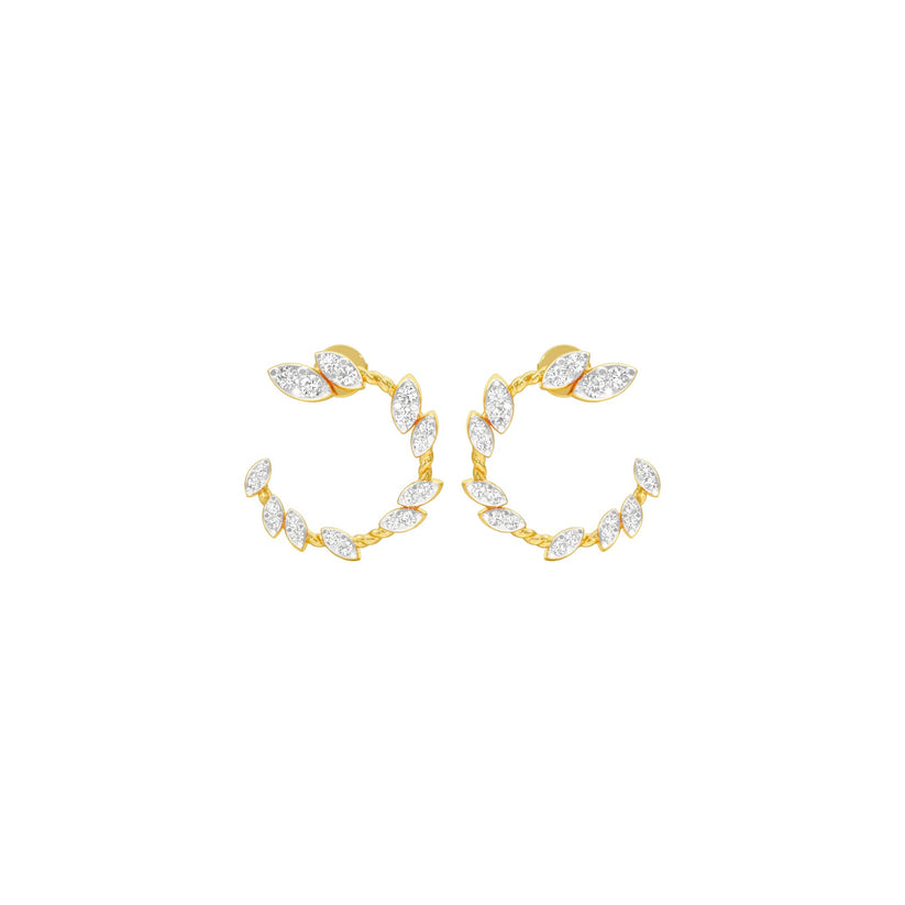 Round Lab-Grown Diamond Half-Round Circle Earrings 0.73 CTW – 40 Stones | 10K, 14K, 18K White, Yellow & Rose Gold | IGI Certified