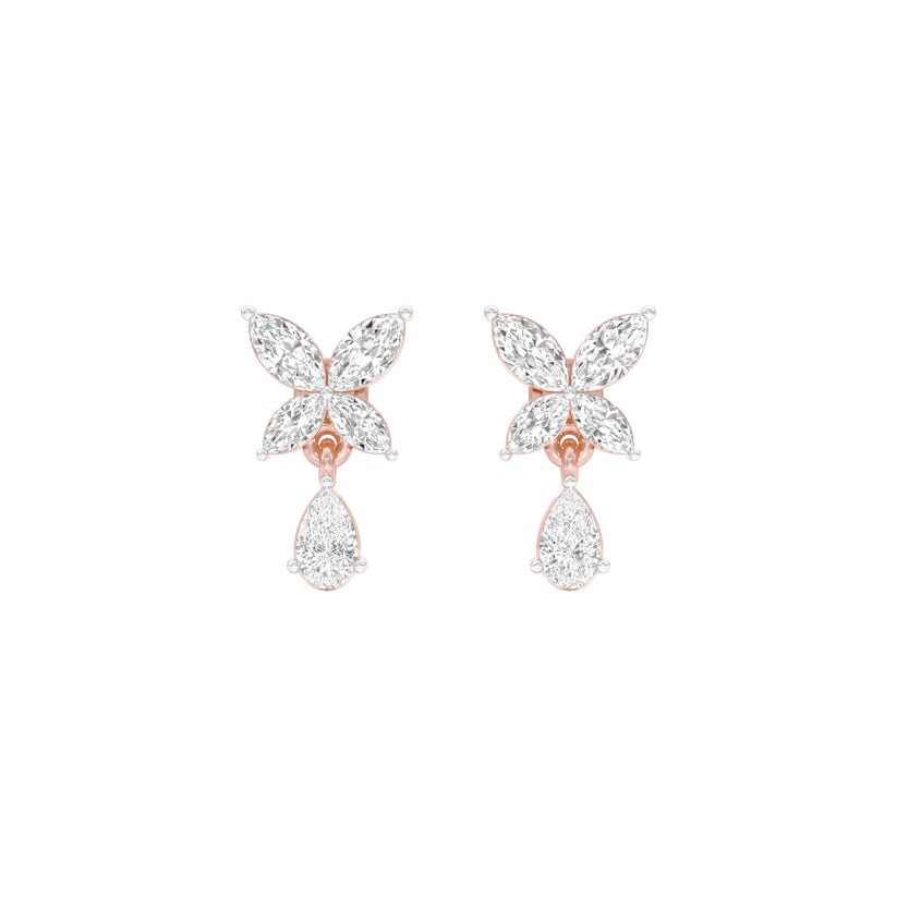 Marquise & Pear Lab-Grown Diamond Dangle Drop Earrings 0.92 CTW – 10 Stones | 10K, 14K, 18K White, Yellow & Rose Gold | IGI Certified