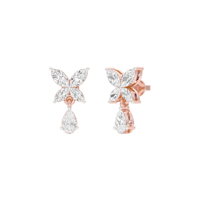 Marquise & Pear Lab-Grown Diamond Dangle Drop Earrings 0.92 CTW – 10 Stones | 10K, 14K, 18K White, Yellow & Rose Gold | IGI Certified